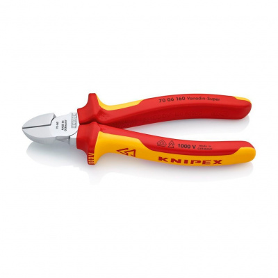 Бокорезы KNIPEX VDE, 160 мм, хром, 2-комп диэлектрические ручки, SB