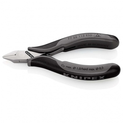 Бокорезы KNIPEX для электроники ESD, острая плоская головка, 115 мм, 2-комп антистатические ручки
