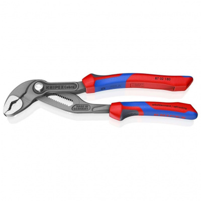Клещи KNIPEX COBRA переставные, зев 42 мм, длина 180 мм, фосфатированные, 2-комп ручки, SB