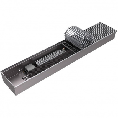 Внутрипольный конвектор ROMMER RCQ-1000 120х260х3000 (Решётка роликовая, анодированный алюминий) универсальное подключение