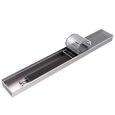 Внутрипольный конвектор ROMMER RCN1-1000 120х200х1300 (Решётка роликовая, анодированный алюминий) универсальное подключение