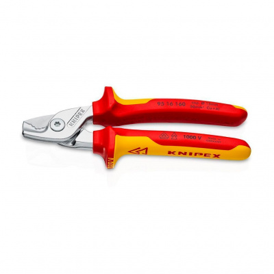 Кабелерез VDE KNIPEX StepCut, ступенчатый рез, диаметр 15 мм (50 мм2), 160 мм, хром, 2-комп диэлектрические ручки