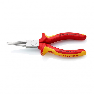 Круглогубцы VDE KNIPEX, губки без насечек 41 мм, длина 160 мм, хром, 2-комп ручки