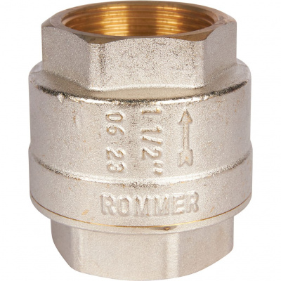 Клапан обратный пружинный муфтовый с металлическим седлом ROMMER 11/2