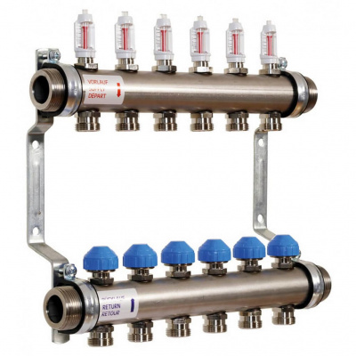 Коллектор 1” с расходомерами Watts для напольного отопления HKV2013A-VA 12 x 3/4”