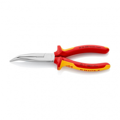 Длинногубцы KNIPEX с режущими кромками VDE, губки 40°, 200 мм, хром, 2-комп диэлектрические ручки