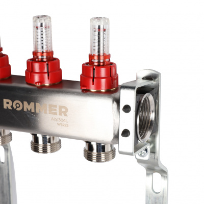 Коллектор из нержавеющей стали с расходомерами ROMMER 3 выхода