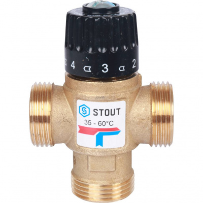 Термостатический смесительный клапан для систем отопления и ГВС STOUT 1 НР 35-60C Kvs 2,5