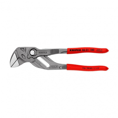 Клещи KNIPEX переставные-гаечный ключ, зев 40 мм, длина 180 мм, фосфатированные, обливные ручки, SB