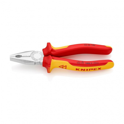 Плоскогубцы KNIPEX комбинированные VDE, 180 мм, хром, 2-комп диэлектрические ручки
