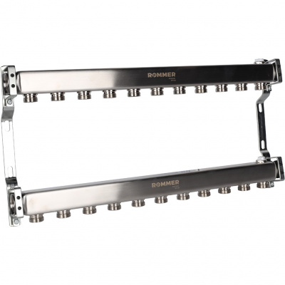 Коллектор из нержавеющей стали ROMMER для радиаторной разводки 11 выходов